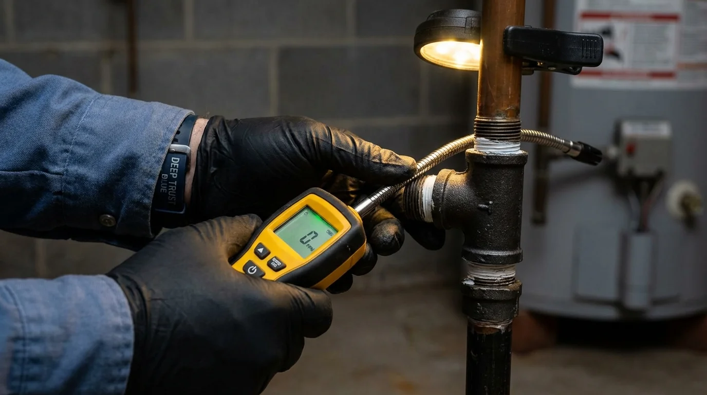 Gas leak detection with electronic sniffer by Johns Plumbing LLC in Lykens