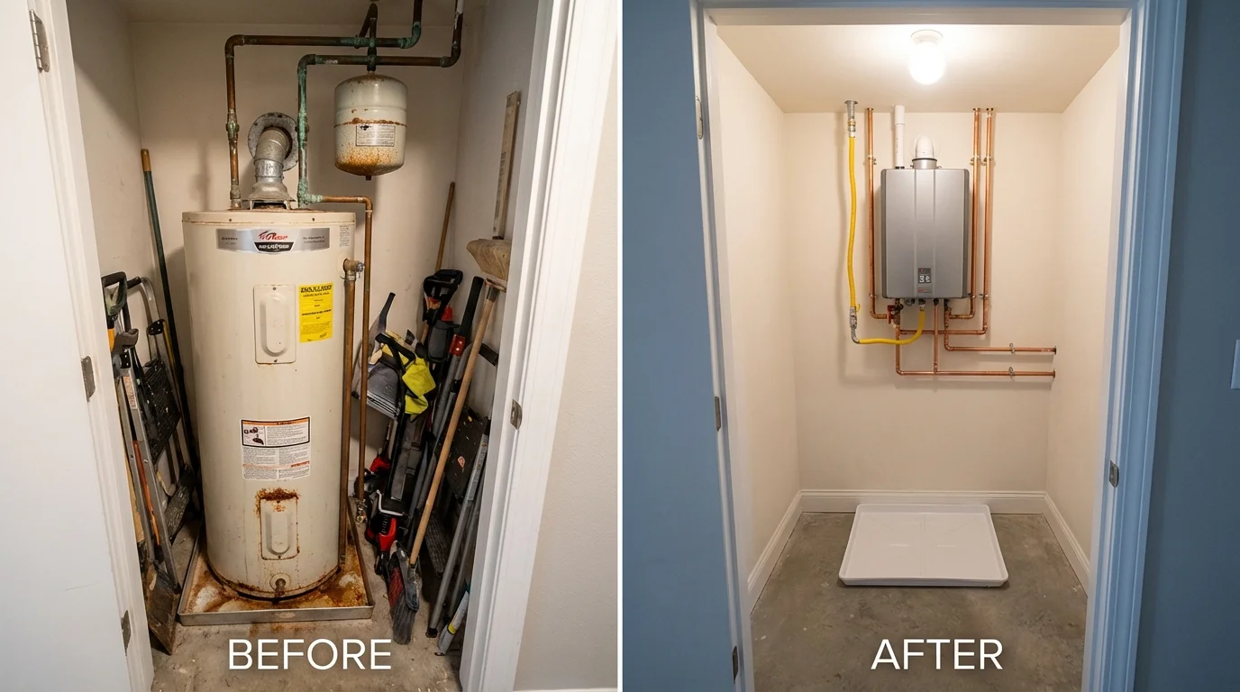 Tank water heater versus wall-mounted tankless unit comparison for Lykens, PA homeowners